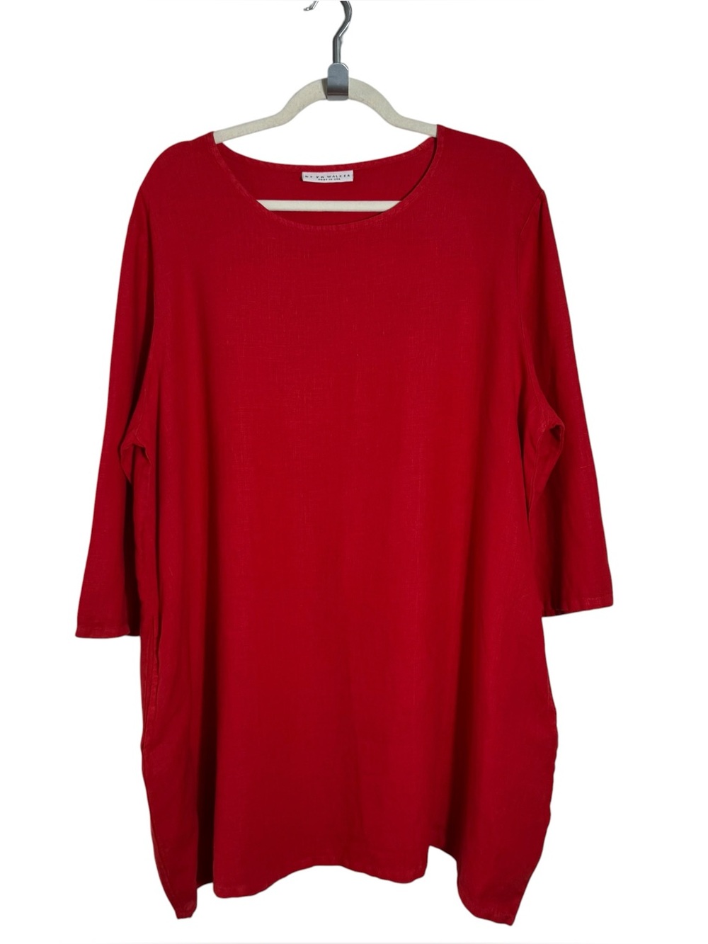 Bryn Walker 100% Linen Red Oversized Tunic Top Lagenlook LG